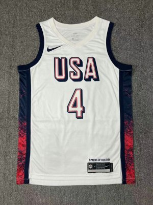 Nike Stephen Curry 4 White Mens USA Basketball 2024 Swingman Player Jersey